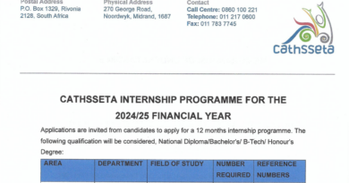 Five(5) Internship Programmes At The Culture, Arts, Tourism, Hospitality, and Sport Sector Education and Training Authority (CATHSSETA) - R5600 Monthly Salary