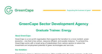 GreenCape South Africa is Hiring Graduate Trainee To Join Their Energy Programme