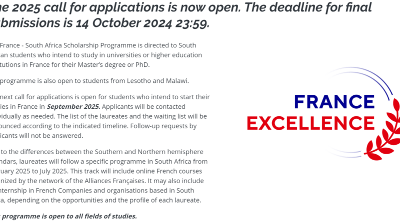 The France - South Africa Scholarship Programme is Now Accepting Applications