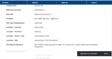 Three (3) Electrical Internship Vacancies At A Leading Water Utility Company in South Africa
